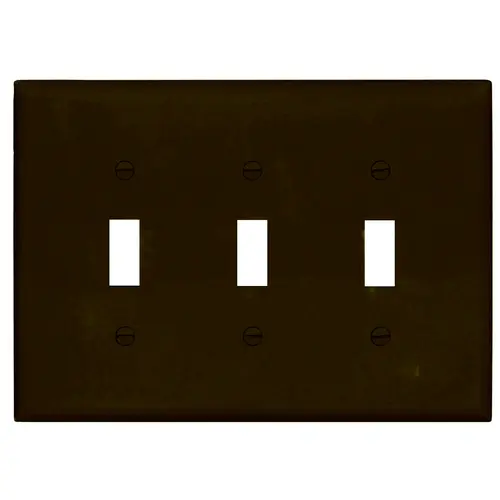 Wallplate, 4-7/8 in L, 6.37 in W, 3 -Gang, Polycarbonate, Brown, High-Gloss