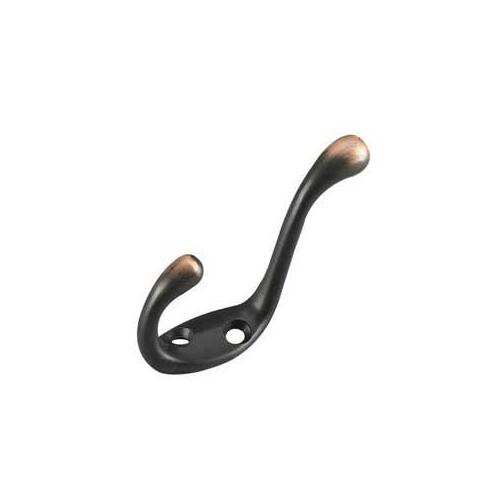 Utility Coat Hook, 60 kg, 2-Hook, Metal, Oil-Rubbed Bronze