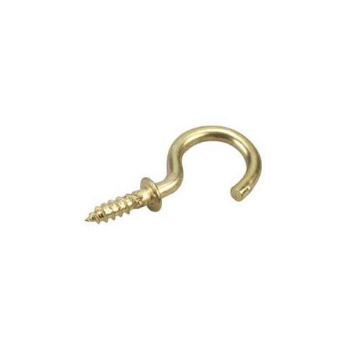 Cup Hook, 22 mm L, Metal, Brass