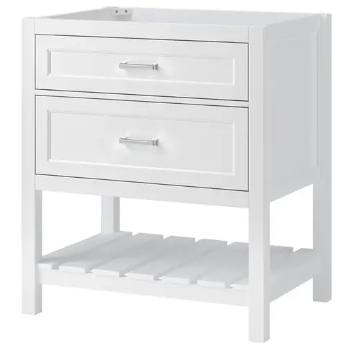 Lawson Series Vanity Cabinet, 30 in W Cabinet, 21-1/2 in D Cabinet, 34 in H Cabinet, Wood, White