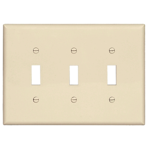 Switch Wallplate, 4.87 in L, 6-3/4 in W, 3 -Gang, Polycarbonate, Light Almond, High-Gloss