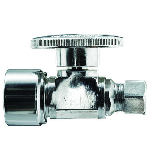 Ball Valve, 5/8 x 1/2 in Connection, Compression x FIP, Brass Body Chrome