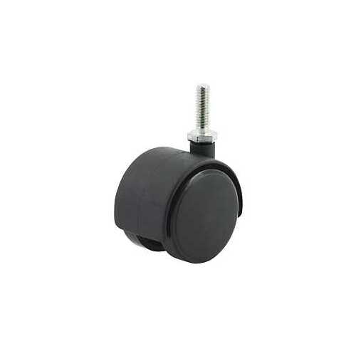 DH CASTERS C-T20T1BKB Swivel Caster with Brake, 2 in Dia Wheel, Plastic Wheel, Black, 85 lb