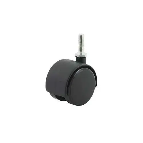 DH CASTERS C-T20T1BKB Swivel Caster with Brake, 2 in Dia Wheel, Plastic Wheel, Black, 85 lb