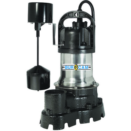 Burcam 300526 Effluent Pump, 5 A, 115 V, 0.5 hp, 1-1/2 in Outlet, 25 ft Max Head, 600 gph, Iron