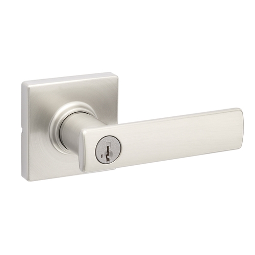 Breton Square Rose Elements Series Entry Lever, Grade 3 Grade, Keyed Key, Aluminum, Satin Nickel