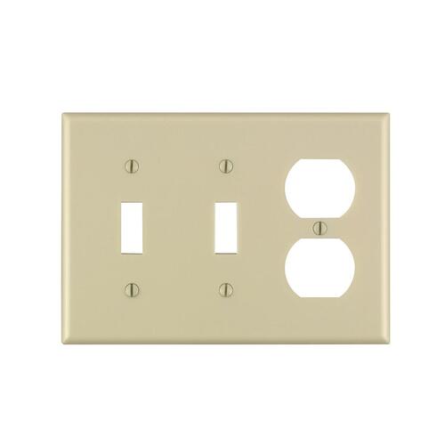 86021 Combination Wallplate, 4-1/2 in L, 6-3/8 in W, 3 -Gang, Thermoset Plastic, Ivory, Smooth