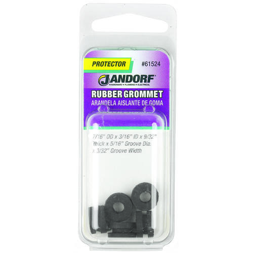 Jandorf 61524 Grommet, Rubber, Black, 9/32 in Thick Panel