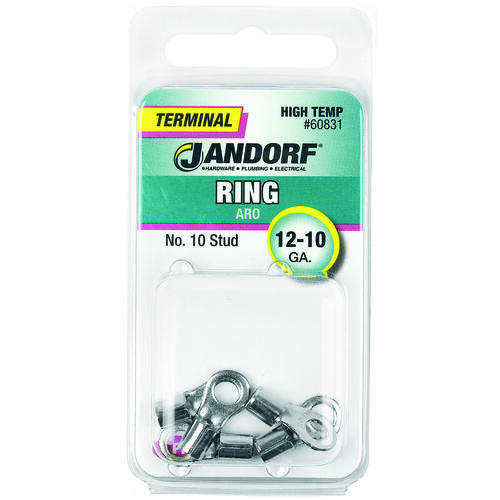 Ring Terminal, 12 to 10 AWG Wire, #10 Stud - pack of 5