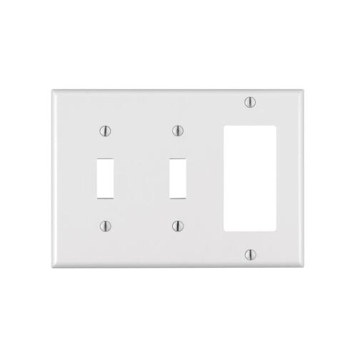 80421-W Combination Wallplate, 4-1/2 in L, 6-3/8 in W, 3 -Gang, Thermoset Plastic, White, Smooth