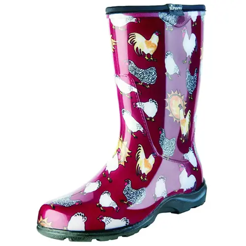 5016CBR-06 Rain and Garden Boots, 6 in, Chicken, Barn Red Pair