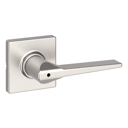 Elements Hollis Square Rose Series Privacy Lever, Satin Nickel, 2-3/8, 2-3/4 in Backset