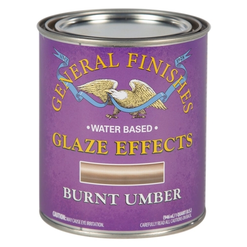 GENERAL FINISHES QTBU Glaze Effect, Burnt Umber, 1 qt, Can