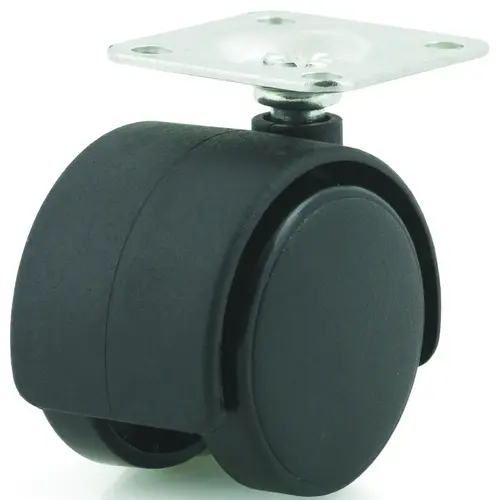 DH CASTERS C-T15P1BK Swivel Caster, 1-1/2 in Dia Wheel, Plastic Wheel, Black, 70 lb