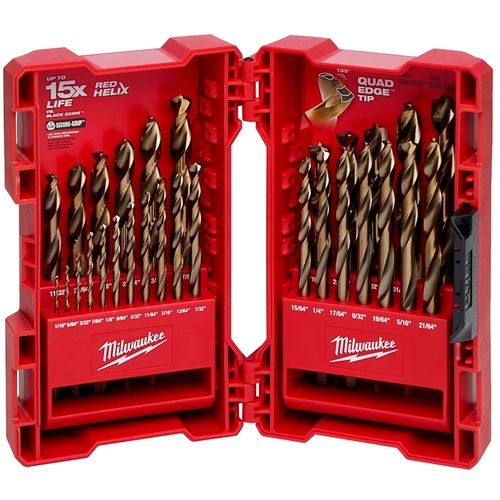 Drill Bit Set Red Helix Cobalt 3-Flat Shank