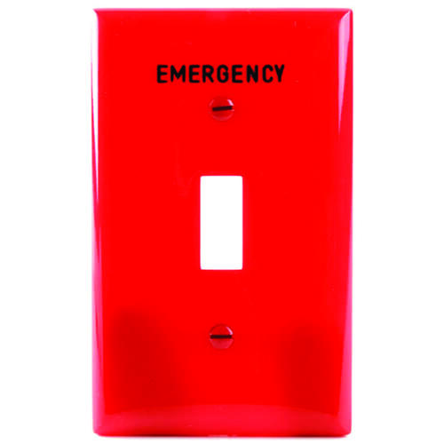 Eaton PJ1EMRD Wallplate, 3.14 in L, 4.89 in W, 1 -Gang, Polycarbonate, Red, High-Gloss