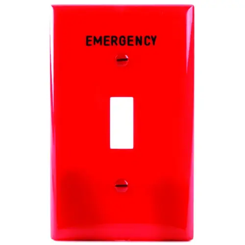 Eaton PJ1EMRD Wallplate, 3.14 in L, 4.89 in W, 1 -Gang, Polycarbonate, Red, High-Gloss