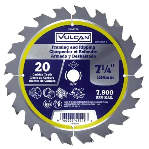 Circular Saw Blade, 7-1/4 in Dia, 5/8 and 13/16 Diamond in Arbor - pack of 10