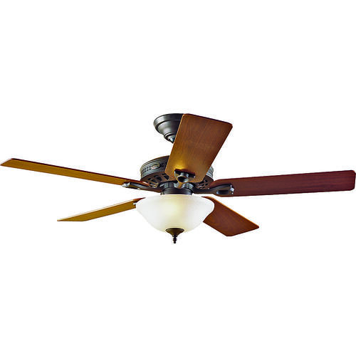 Hunter 53057/22459 Ceiling Fan, 5-Blade, Medium Oak/Walnut Blade, 52 in Sweep, 3-Speed, With Lights: Yes