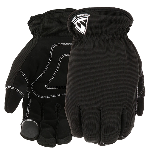 West Chester 96156BK-X L Hi-Dexterity, Insulated Winter Gloves, Unisex, XL, Saddle Thumb, Elastic, Slip-On Cuff, Black