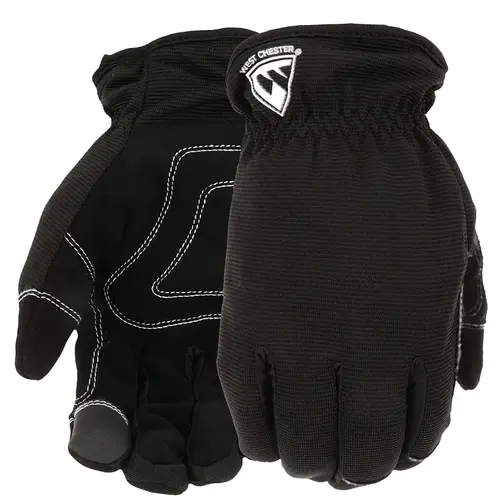 West Chester 96156BK-X L Hi-Dexterity, Insulated Winter Gloves, Unisex, XL, Saddle Thumb, Elastic, Slip-On Cuff, Black Pair
