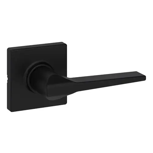 Elements Hollis Square Rose Series Passage Lever, Matte Black, 2-3/8, 2-3/4 in Backset