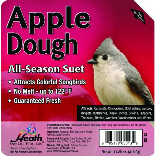 Heath DD-13-XCP12 Suet Cake, All-Season, Apple Dough Flavor, 11.25 oz - pack of 12