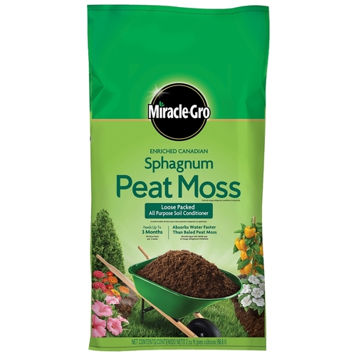 Miracle-Gro 85252430 Sphagnum Peat Moss Soil Conditioner, Solid, Earthy Bag