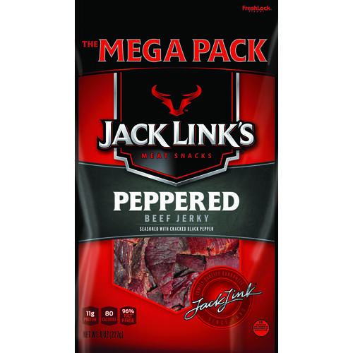 Jack Link's 10000008210 Beef Jerky, Peppered Flavor, 8 oz Mega