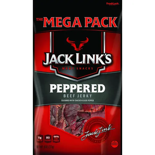Jack Link's 10000008210-XCP8 Beef Jerky, Peppered Flavor, 8 oz Mega - pack of 8