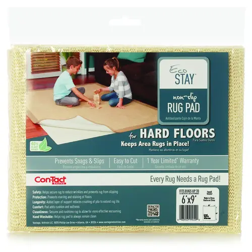 Rug Pad, 9 ft L, 6 ft W, Non-Slip Surface, Polyester