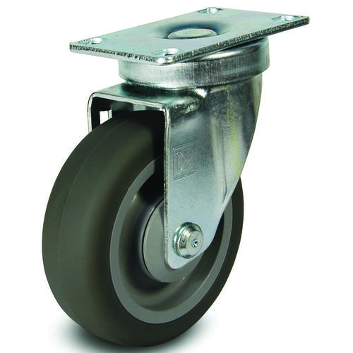 Swivel Caster, 5 in Dia Wheel, 1-1/4 in W Wheel, Thermoplastic Rubber Wheel, Gray, 240 lb