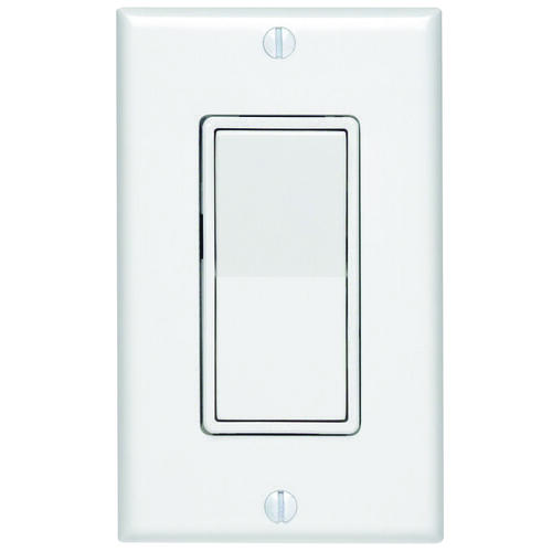 Rocker Switch with Wallplate, 15 A, 120/277 V, SPST, Lead Wire Terminal, White