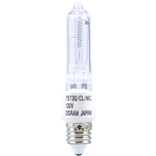 Sylvania 58884 Specialty Halogen Lamp, 75 W, Candelabra E11 Lamp Base, T3 Lamp, 1400 Lumens, 2950 K Color Temp