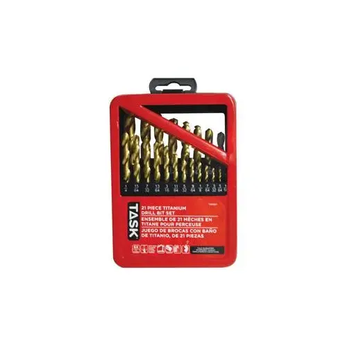 Drill Bit Set, 21-Piece, HSS, Titanium