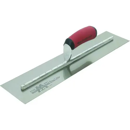 Finishing Trowel, 14 in L Blade, 3 in W Blade, Spring Steel Blade, Square End, Curved Handle