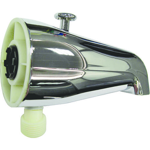 ProSource PMB-048 Bathtub Spout with Diverter, 5-1/4 in L, 3/4 x 1/2 in  Connection, IPS, Zinc, Chrome Plated