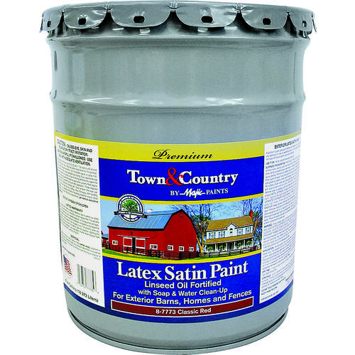 Barn and Fence Paint, Satin, Classic Red, 5 gal Pail