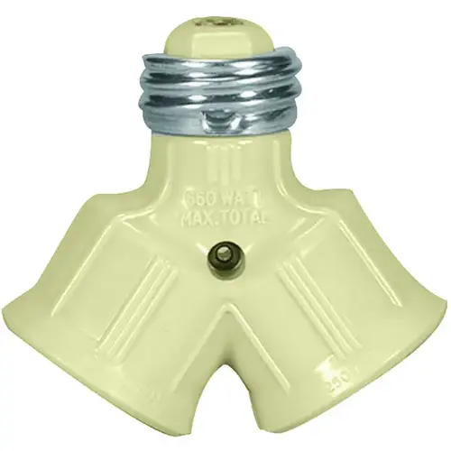 Lamp Holder Adapter, 660 W, 2-Outlet, Ivory