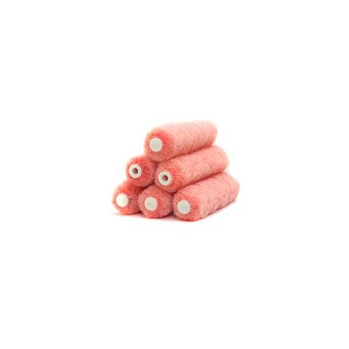 RollerLite 6AP050-6 All Purpose Mini Roller Cover, 1/2 in Thick Nap, 6 in L, Polyester Cover, Pink - pack of 6