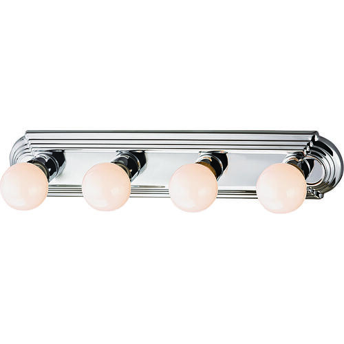 Vanity Bar Fixture, 100 W, 4-Lamp, G Lamp, Steel Fixture, Polished Chrome Fixture