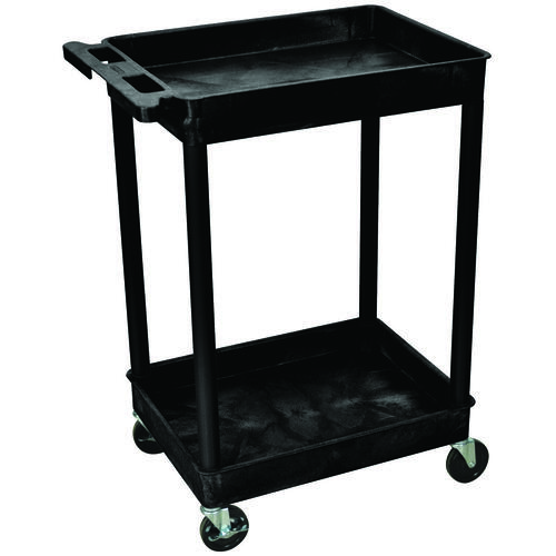 RP Utility Tub Cart, 300 lb, 2-Shelf, Black, 24 in OAW, 37-1/2 in OAH