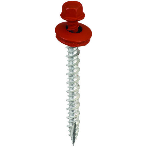 Screw, #9 Thread, High-Low, Twin Lead Thread, Hex Drive, Self-Tapping, Type 17 Point Barn Red