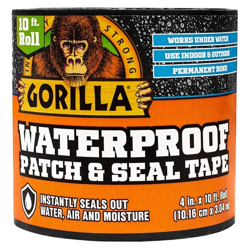 Gorilla 4670002 Patch and Seal Tape, 10 ft L, 4 in W, Black