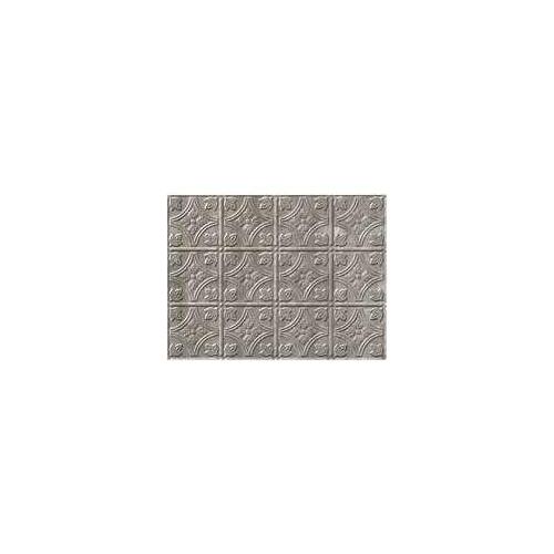 Fasade D6021 Backsplash Panel, 24 in L, 18 in W, Thermoplastic, Silver