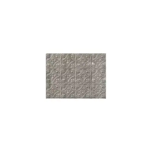 Fasade D6021 Backsplash Panel, 24 in L, 18 in W, Thermoplastic, Silver