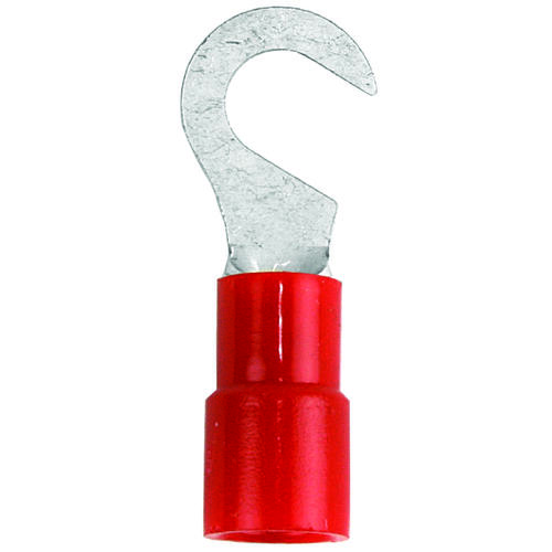 Jandorf 60959 Hook Terminal, 22 to 18 AWG Wire, #10 Stud, Vinyl Insulation, Red
