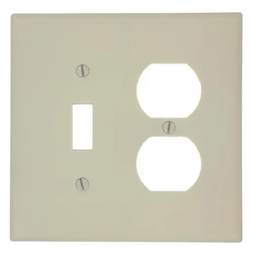 80505-I Combination Wallplate, 4-3/8 in L, 3-1/8 in W, Midway, 2 -Gang, Plastic, Ivory, Device Mounting