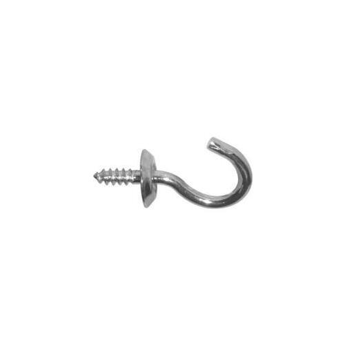 Cup Hook, 3/4 in L, Metal, Zinc - pack of 6