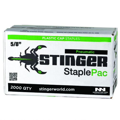 Stinger 136360 Cap Staple, 3/8 in W Crown, 5/8 in L Leg, Galvanized, 20 ga Gauge - pack of 2000